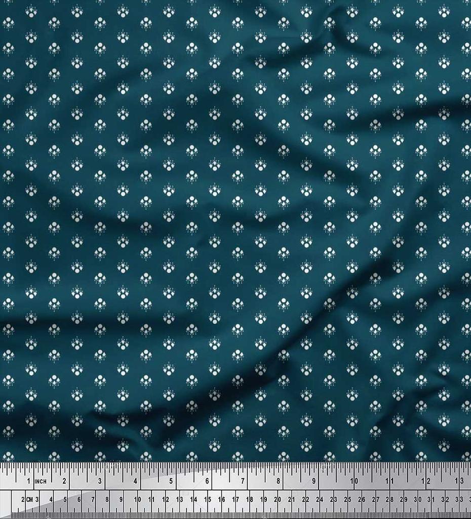 Soimoi Japan Crepe Satin Fabric Dot & Ikat Small Motif Shirting Print Fabric by the Metre 42 Inch