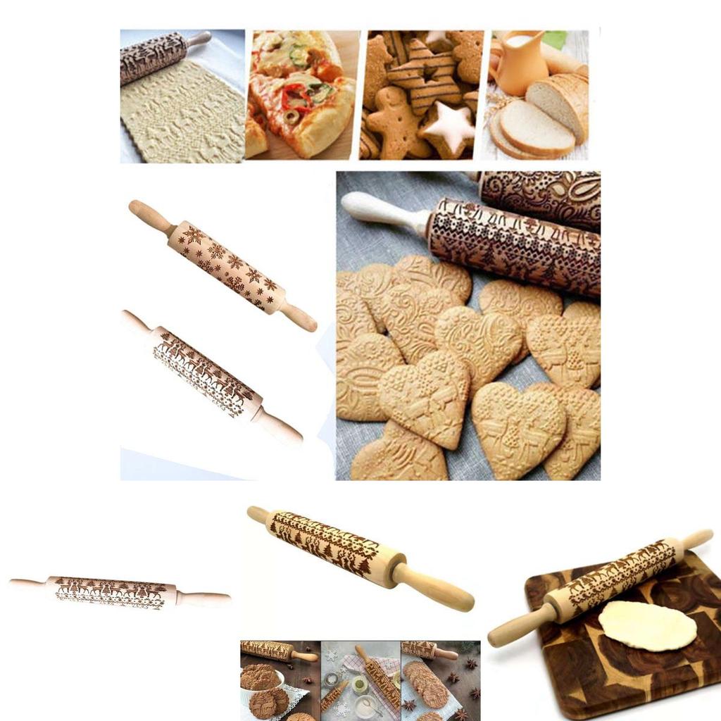 Элегантный деревянный валик для тиснения с узорами северного оленя и снежинки