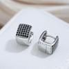 Full Paved Black Zircon Square Hoop Earrings for Women Fashion Silver Color Gothic Style Jewelry