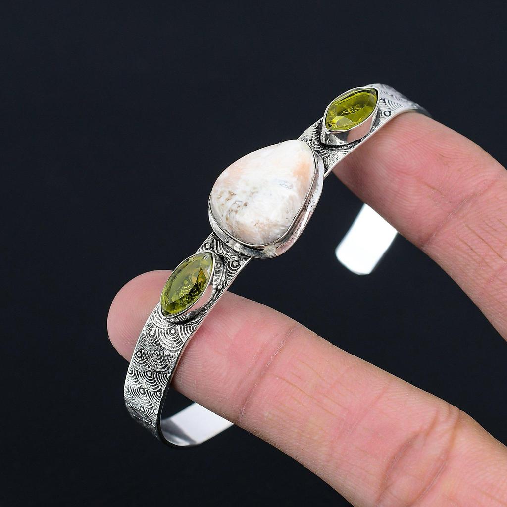 Сахасрара Чакра Грушевидный Сколецит Драгоценный камень Цитрин Браслет Ювелирное изделие 925 Стерлинговое серебро