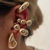 4Pc/set Vintage Geometric Clip Earring Women Trendy Glossy C Shape No Piercing Fake Cartilage Ear Cuff Jewelry Accessories