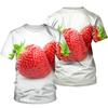 Мужская рубашка, летняя, с круглым вырезом, хип-хоп, с принтом клубники 3D, с короткими рукавами, молодежная, модная, универсальная, свободного покроя, рубашка