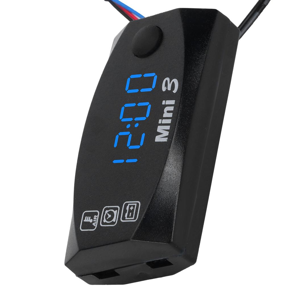 3 in 1 Waterproof LED Electronic Meter Motorcycle Digital Time Clock Thermometer VoltmeterBlue Light