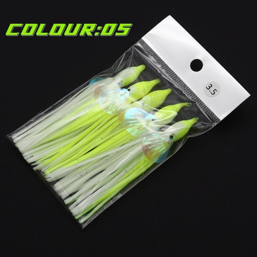 5pcs Glow-in-the-Dark Glow-in-the-Dark Squid Skirt Fishing Lures Soft Rubber 13cm Soft Rubber Octopus Skirts Fishing group