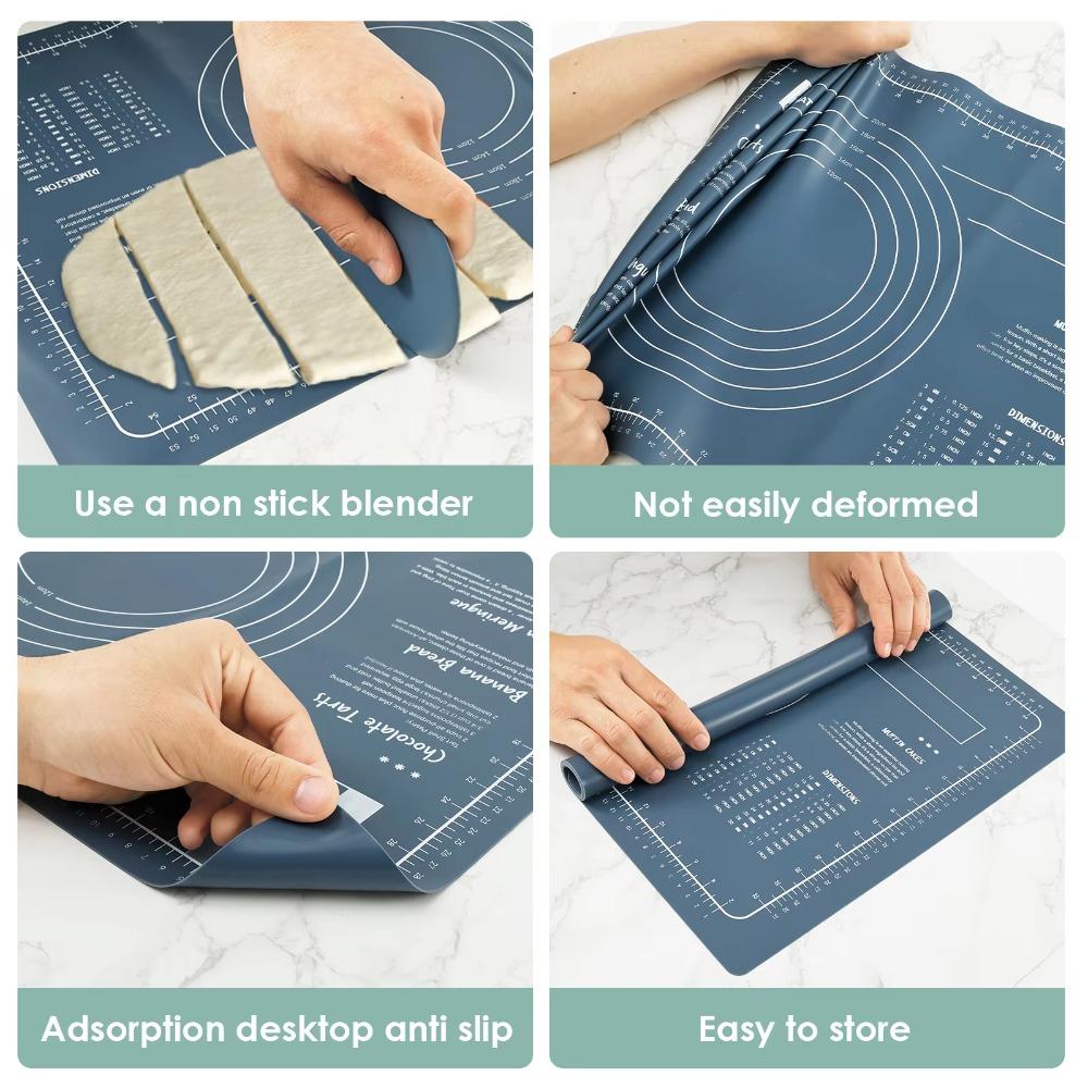 Жаростойкий коврик для раскатывания теста со шкалой, коврик для выпечки, коврик для кондитерских изделий, набор силиконовых подушечек для замешивания, торт