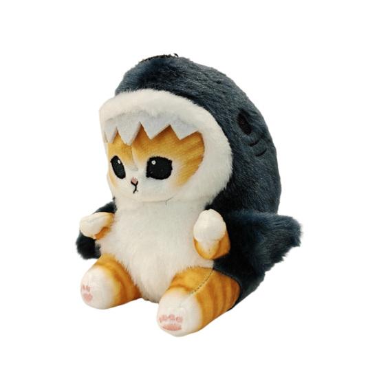 Плюшевая подвеска в виде кота, подвесная мягкая декоративная подвеска с мультяшными острыми зубами, прозрачная текстура, моющаяся, портативная, подвеска в виде кота с жареными креветками, брелок для украшения