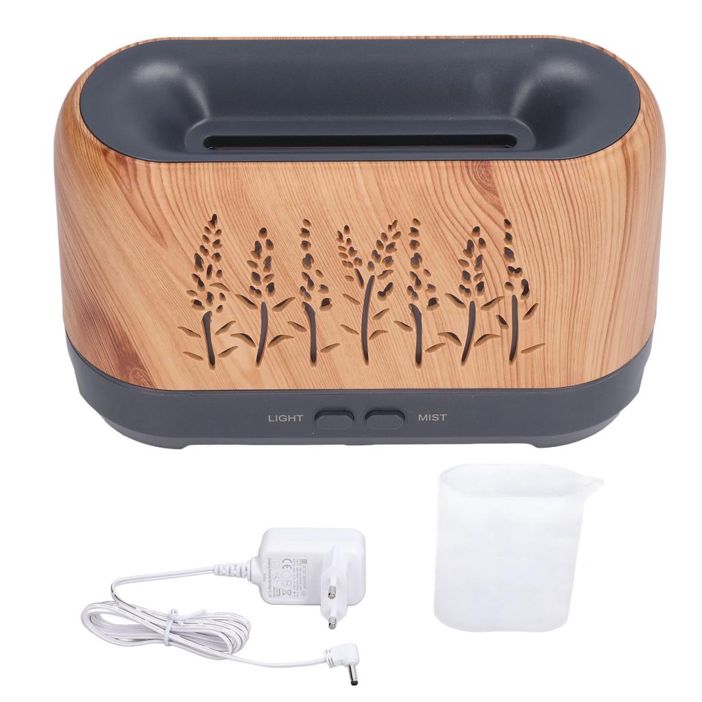 Humidifier 200ml Aroma Diffuser Wood Grain Flame Pattern Light Low Noise 100?240VUS Plug