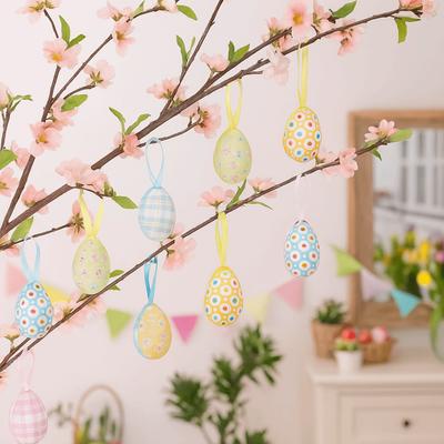 24 шт. Многоцветные Пасхальные Яйца Украшения Милые Поделки DIY Подвесные Украшения Кролик Яйцо Декоративные Пасхальные Украшения для Вечеринки