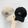 Women's Fashionable Baseball Cap with Embroidered Lettering, Soft and Comfortable Winter Hat for Couples