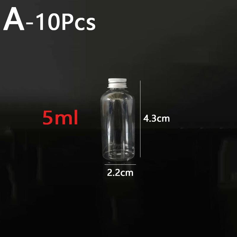10 шт. прозрачные пластиковые пустые бутылки, прозрачные банки для хранения, жестяные банки, косметические контейнеры с алюминиевыми крышками для домашней кухни