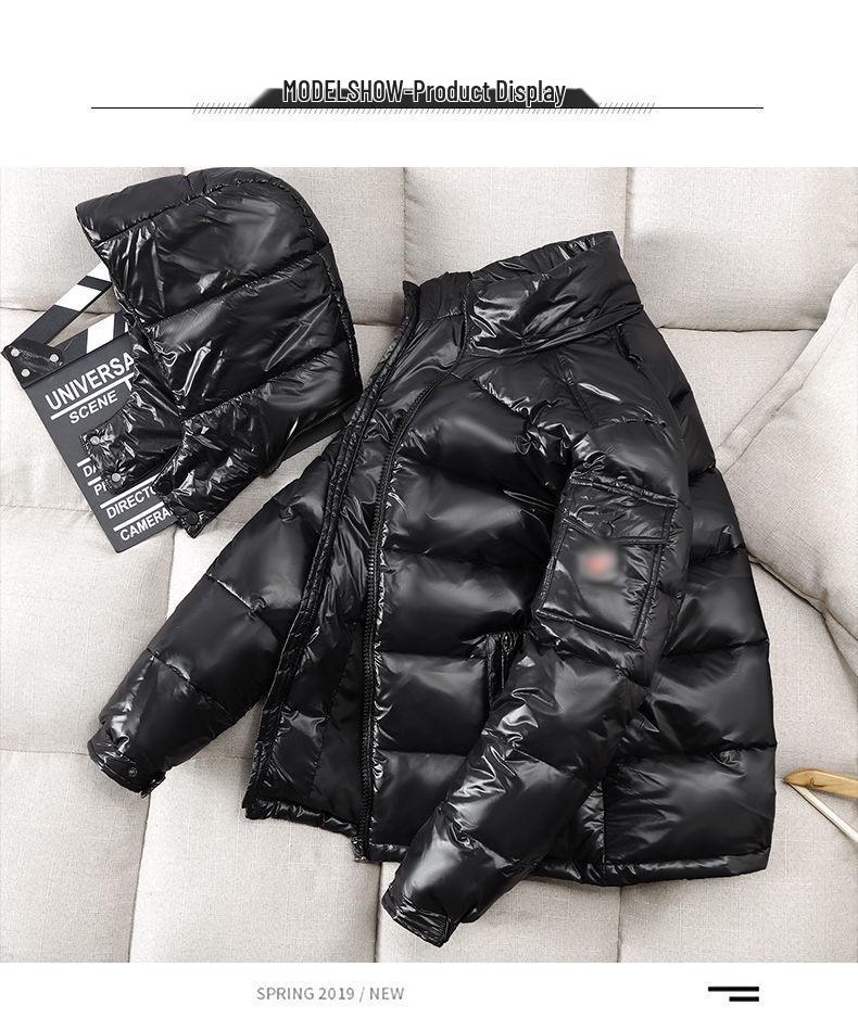 Мужская блестящая зимняя хлопковая куртка – с капюшоном, стильная и утепленная верхняя одежда