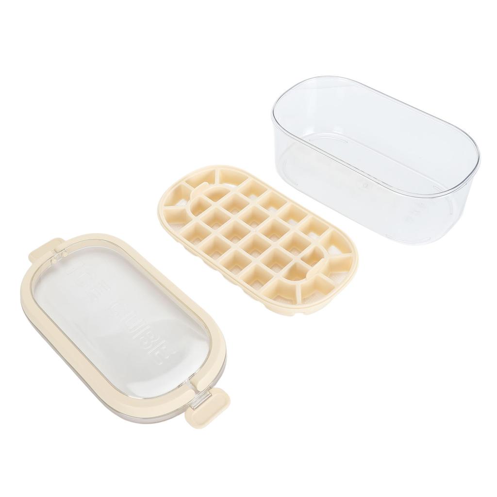 Ice Cubes Tray Double Layer 54 Grids Large Capacity Ice Maker Mould with Lid Bin Scoop for Freezer Beige (Soft Bottom