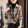 Plaid Shirt Women's Spring and Autumn New Loose Retro Long-sleeved Jacket