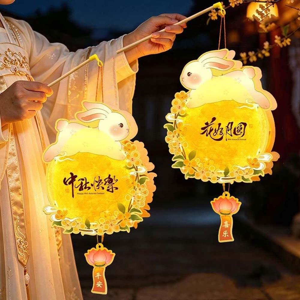 Glowing Bunny Lantern Handmade Rabbit Flower Lantern Mid Autumn Lantern Kids Craft