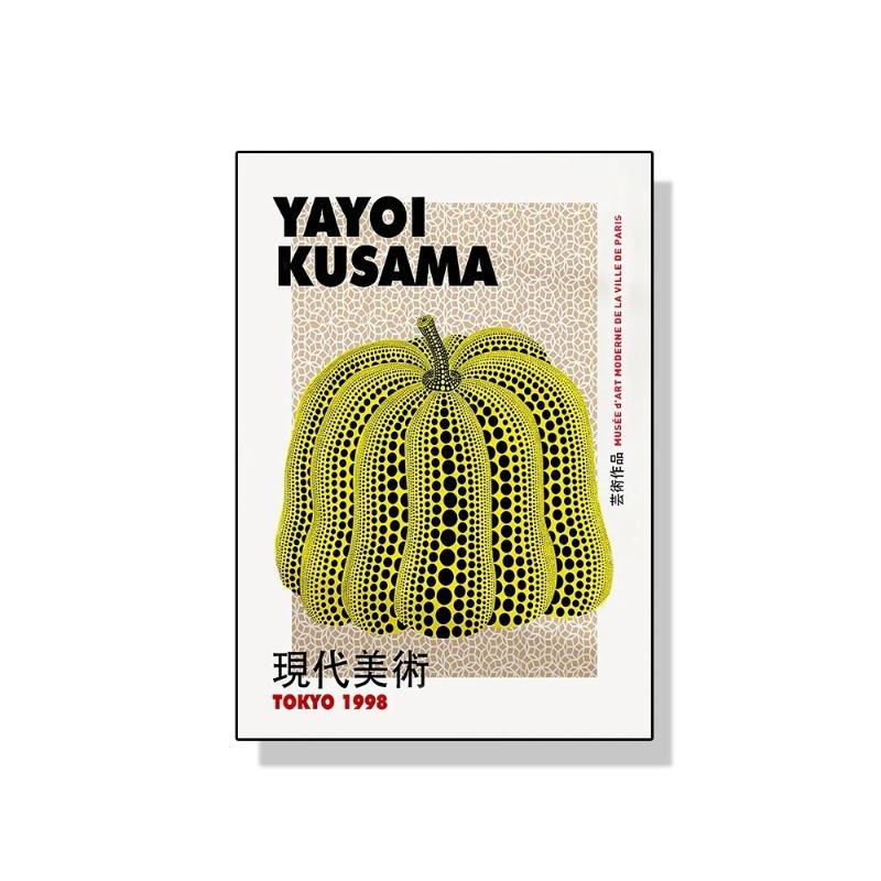 Yayoi Kusama Art Exhibition Pumpkin Flower Wall Art Poster Prints Abstract Canvas Painting Picture for Modern Room Home Decor