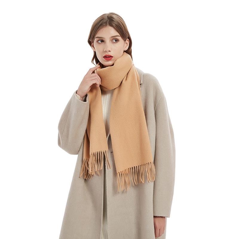 Шерстяной шарф Mary, однотонный шарф, женский универсальный осенне-зимний шарф, утолщенная теплая шаль, простая красная кисточка