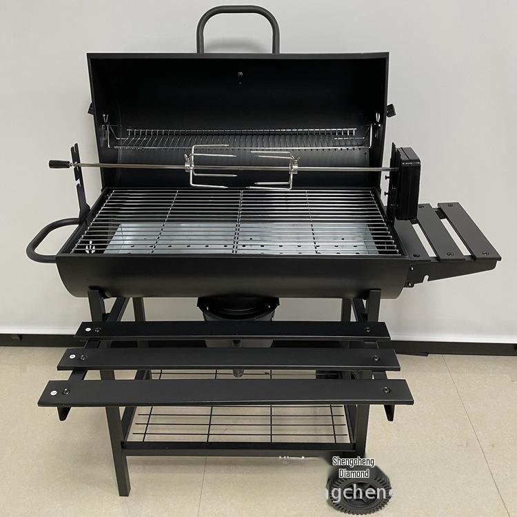 Уличный угольный и электрический гриль для барбекю на 5 человек с коптильней для дома и двора