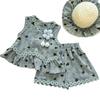 Girls' Heart & Daisy Sleeveless Vest and Floral Bow Knot Shorts Set