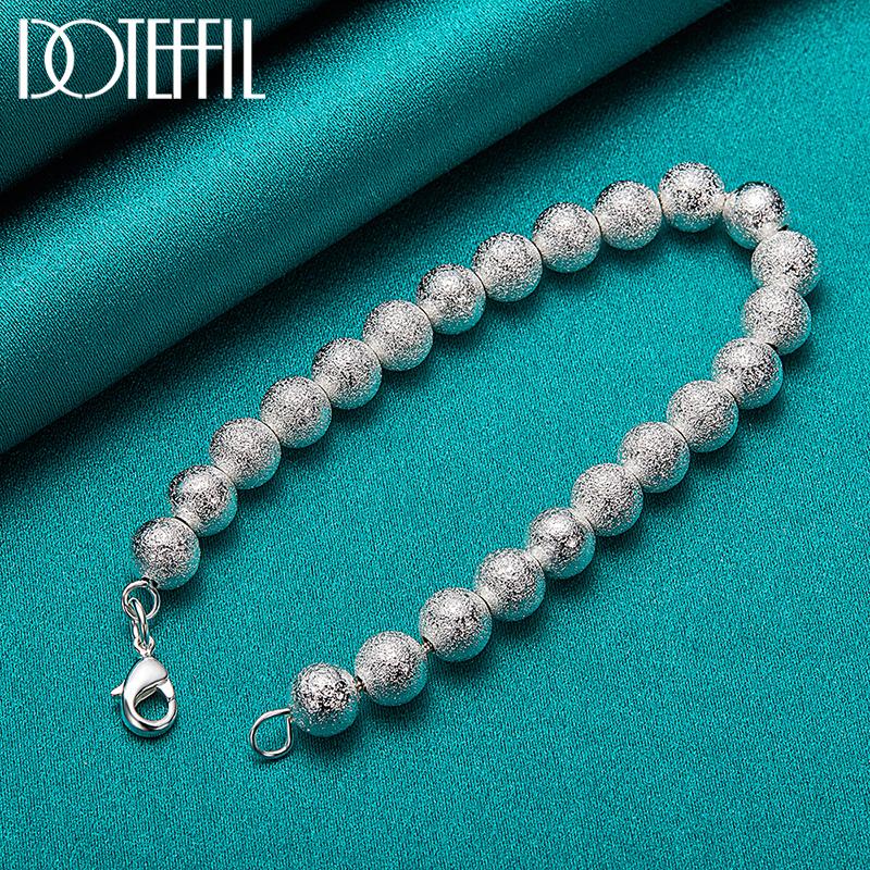 Модный браслет из матового бисера 8 мм, подарок на вечеринку, стерлинговое серебро 925 пробы, красивые ювелирные изделия