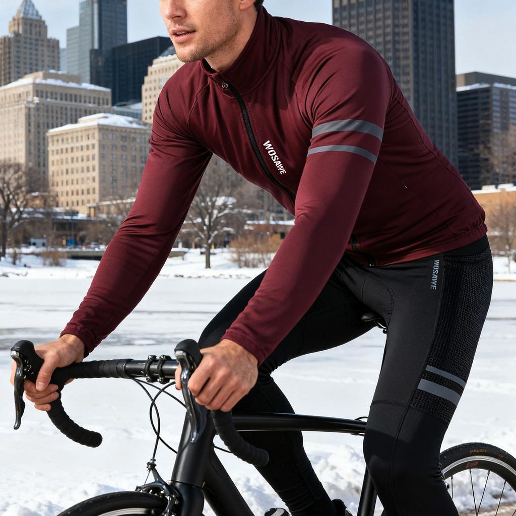 Cycling Jerseys WOSAWE Winter Thermal Fleece Warm Coat Tops