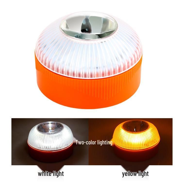 Светодиодный аварийный фонарик V16 с белыми/желтыми предупреждающими огнями, Автомобильный светофор, Работает от батареек, Сильное магнитное основание