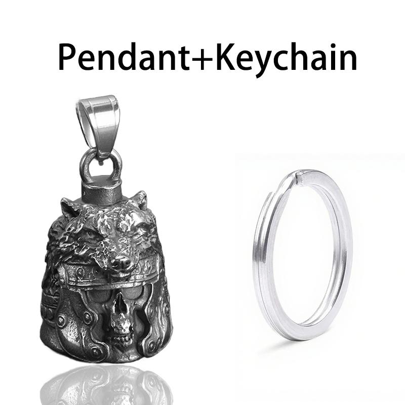 Vintage Stainless Steel Luck Bell Pendant Charm Riding Amulet Necklaces For Men Fashion Motorcycle Hip Hop Rock Party Jewelry