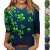 Рубашки с рукавом 3/4 для женщин, футболки с принтом, блузки, повседневные, больших размеров, базовые топы, пуловеры