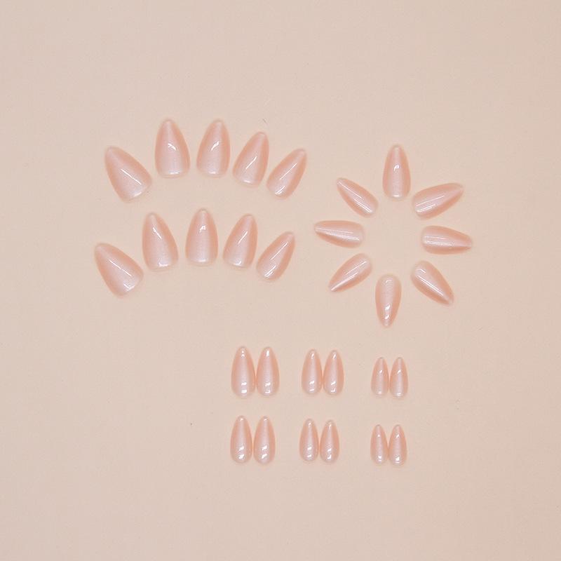 Light Color Almond-Shaped Stick-On Nails: Pure Desire, Removable, Ice Transparent, 30-Piece Set