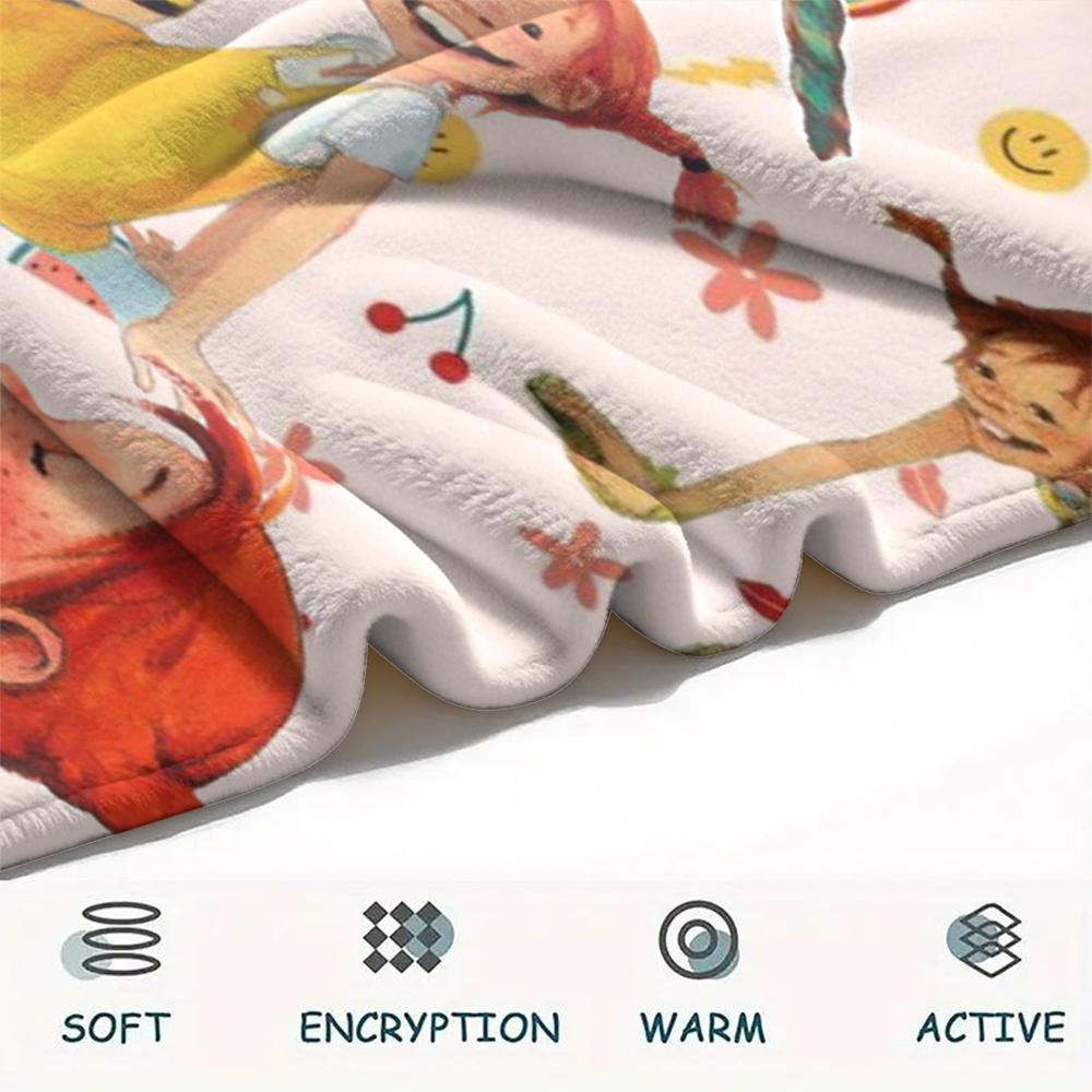 1PC Pippi Longstocking Print Flannel Blanket, High quality Comfortable for All Seasons, Home Decor, Warmth and Comfort, Perfect for Christmas Gifts113