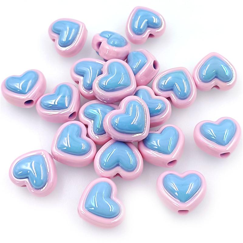 Love Heart Material UV Dazzle 10pcs Two Color 3D Loose Beads Creative Earrings Acrylic DIY Jewelry Accessories Making Handmade Bracelet