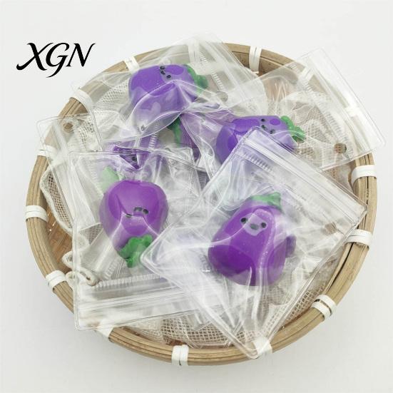 Smiling Eggplant Stress Relief Toy Mini Squeeze Cartoon Sensory Fidget Elastic Anxiety Soft Stretchy Ball