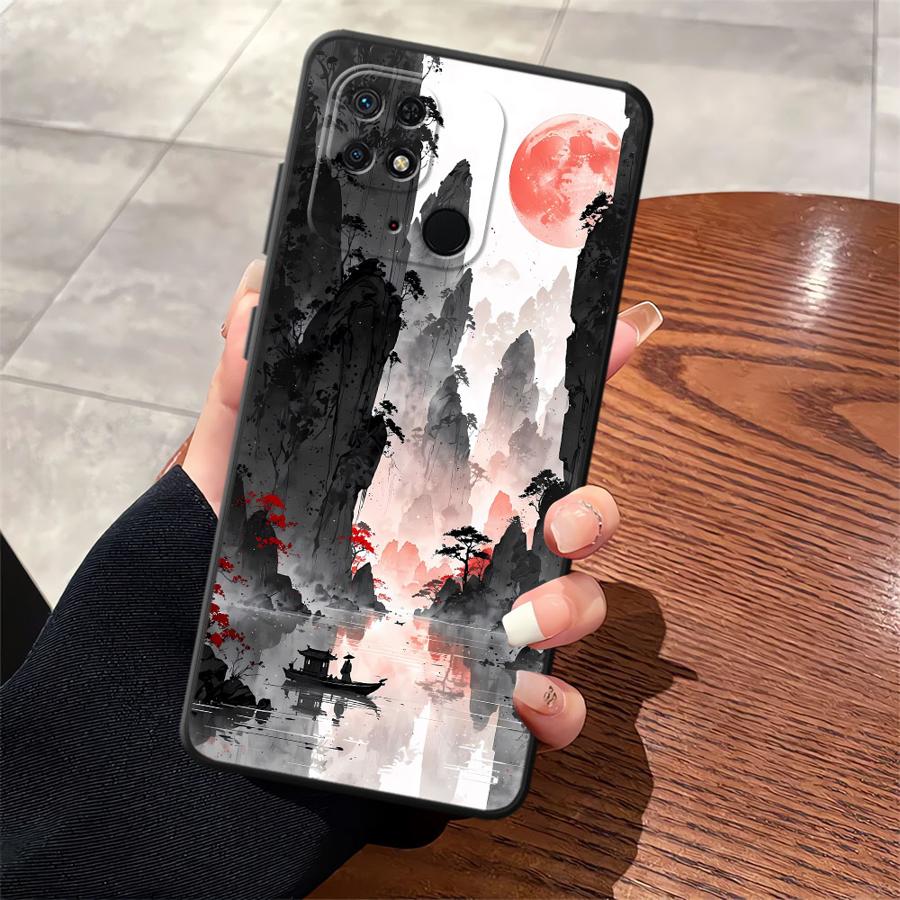 Чернильная Арт-печать Японский Пейзаж Гора Чехол для Телефона для Xiaomi Redmi A4 12C 9 A1 A2 Plus A3 13C 14C A5 K40 K80 Pro