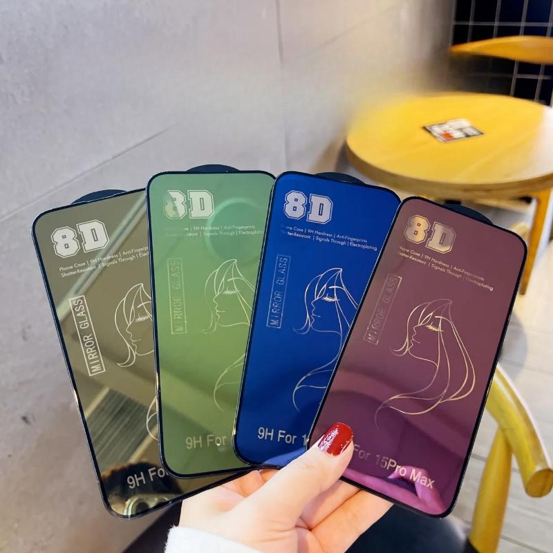 8D Зеркальное закаленное стекло для Apple IPhone 14 13 12 11 Pro Max Plus Mini X XS Max XR Защитная пленка для экрана с полным покрытием