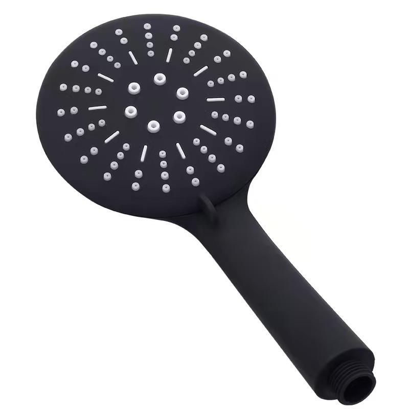 New Design Three Mode High Pressure Rain Portable Matte Black ABS Plastic Handheld Shower Head for Bathroom