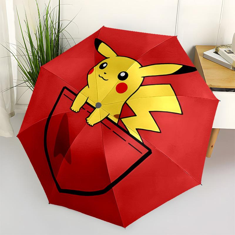 1pc Pocket Pikachu Automatic Open/Close Umbrella, Portable 3-Fold Compact Umbrella for Men & Women, Perfect Gift for Birthday128