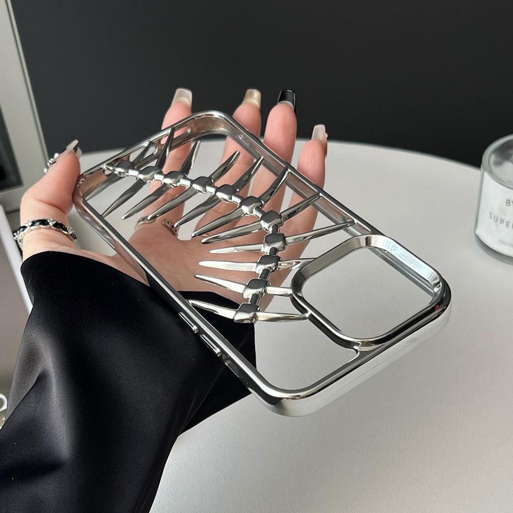 3D чехол-рыбья кость с полыми элементами для рассеивания тепла для iPhone 16 15 14 13 12 11 Pro Max, противоударный, гальванизированный, мягкий