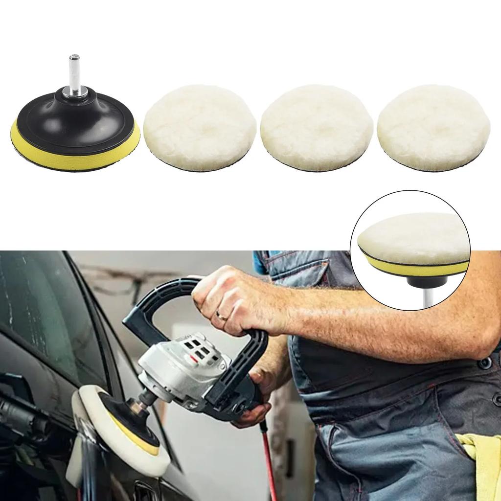 5Pcs/set 4 Inch Flocking Sanding Disc Hook And Loop Backing Buffing Pads Wool Polishing Wheel For Electric Drill Polisher