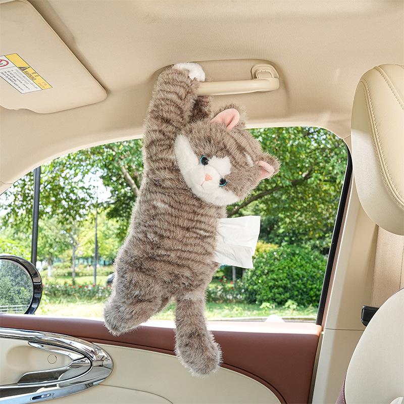Автомобильная коробка для салфеток милый кот автомобильная коробка для салфеток плюшевая кукла автомобильная подвесная картонная коробка креативная мультяшная сумка для салфеток женщины
