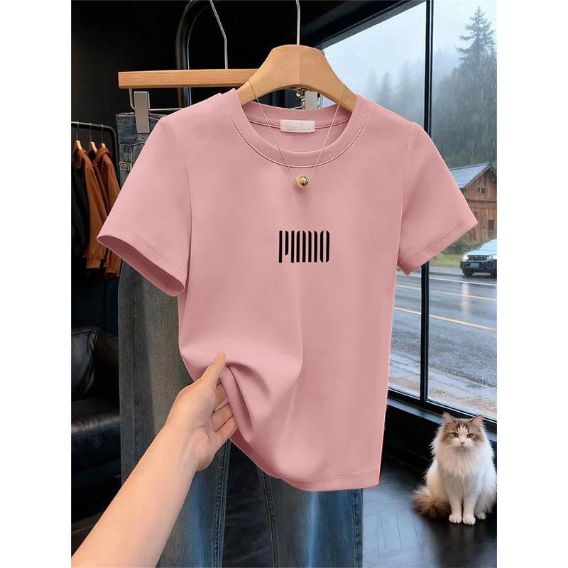 Summer new pure cotton white short-sleeved T-shirt women's shoulder thin simple versatile temperament bottoming shirt top