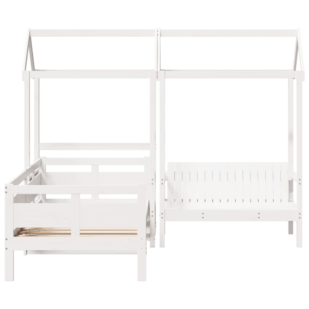 Daybed and Bench with Canopy White 80x200 cm Pine Wood