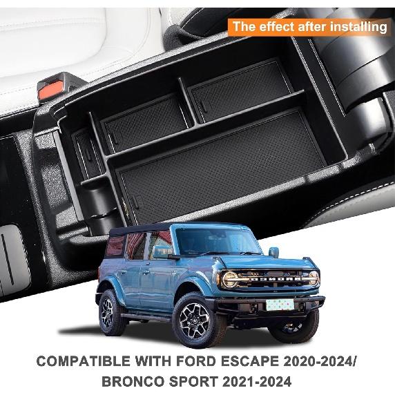 Контейнер для монет-органайзер на центральной консоли — совместим с Ford Escape 2020-2024, Bronco Sport 2021-2024, ящик в подлокотнике, лоток для хранения с длинным отделением