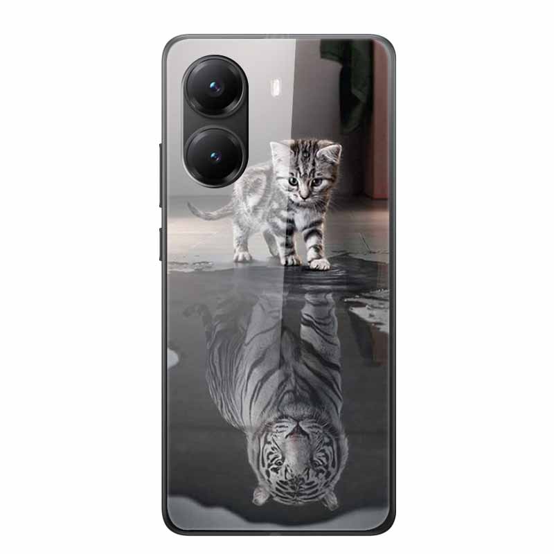 Стеклянный Чехол для Poco X7 pro Роскошная Задняя Крышка для Телефона Capa Милый Чехол для PocoX7pro X 7 pro Жесткий Закаленный Щит Животные Мультяшная Обложка