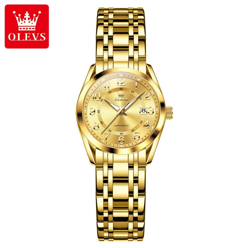 OLEVS Женские часы Водонепроницаемые из нержавеющей стали Женские часы Роскошный светящийся циферблат Календарь Оригинальные кварцевые часы