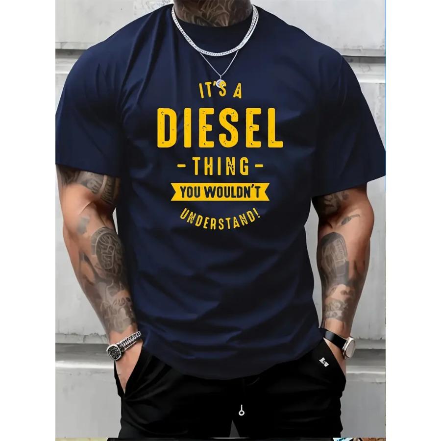 Мужская быстросохнущая дышащая повседневная футболка с ярким принтом надписи «It's a Diesel Thing» для занятий спортом на открытом воздухе