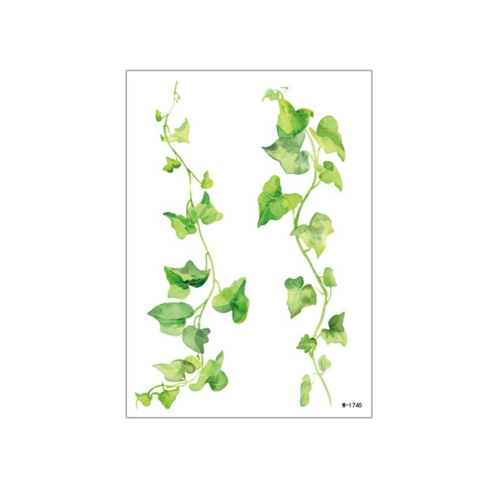 5 Sheets Waterproof Green Leaf Temporary Tattoos Elf Fairy Makeup Stickers Cosplay