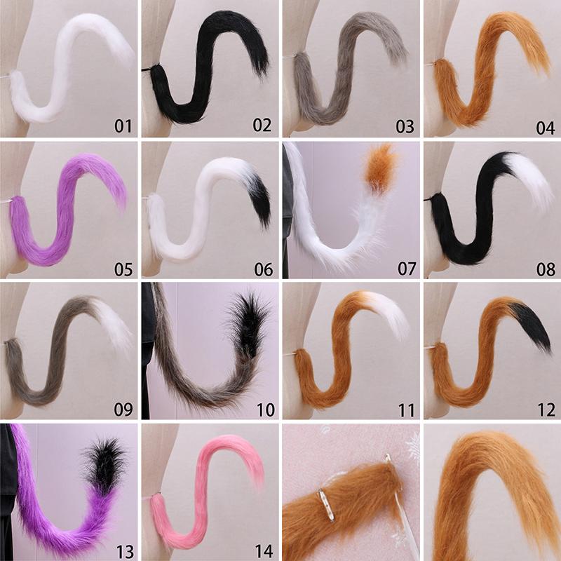 1PC Fox Cosplay Upturned Accessories Cat Tail Long Plush Simulation Beast Kids Lolita Costume Wolf