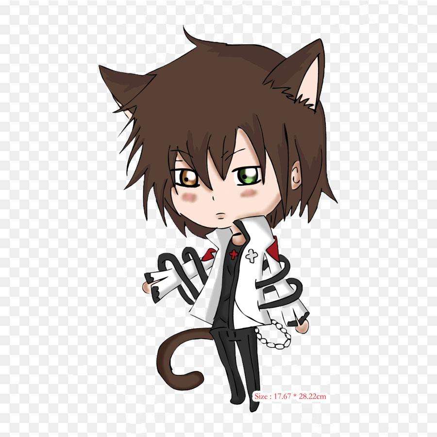 Boy Hoodie Chibi Anime Chibi Catgirl Iron On Patches For Clothing Applique Stickers On Clothes Heat-Sensitive Custom Patch