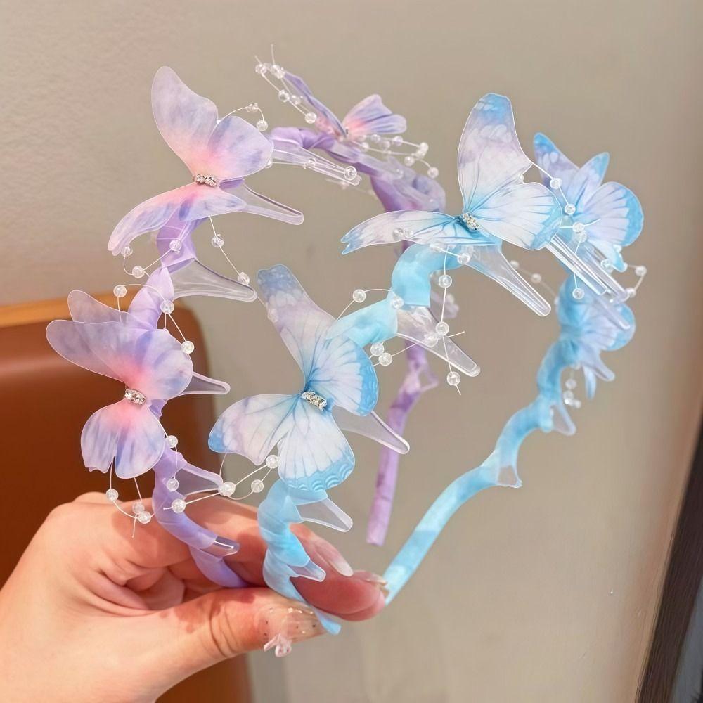 Cute Children Streamer Hair Hoop Shiny Fairy Pearl Hairband Gifts Princess Headband for Kids Girls