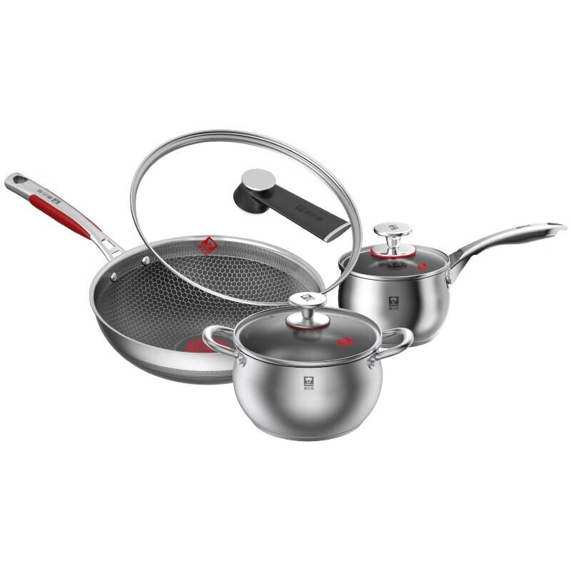 Kangbah Red Dot Honeycomb Stainless Steel 3-Piece Cookware Gift Set