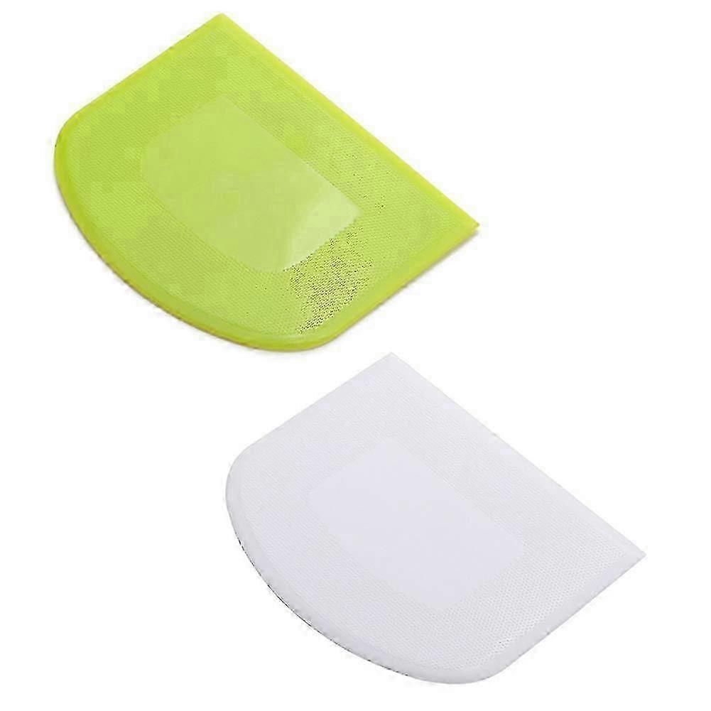 w 2 Piece Dough Scraper Set, Flexible Food- Plastic Cutters for Dough, Cake, Fondant, Icing Bowl Scrapers